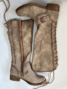 Taupe Lace-Up Boots